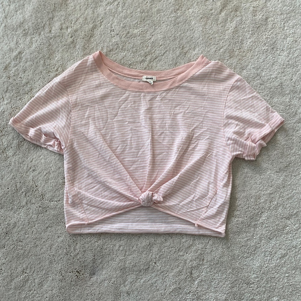 Garage Striped Cropped Knot Top